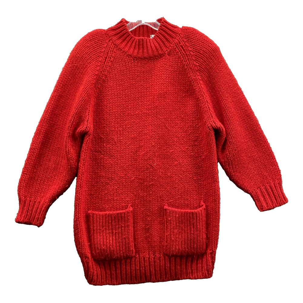 Vintage Donagan Wool Blend Sweater Women's Large Red Long Shouder Pads 80s Corp